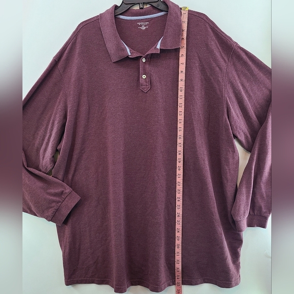 ROUNDTREE & YORKE Men's Burgundy Long Sleeve Polo Shirt - Size 3XB - Picture 6 of 10